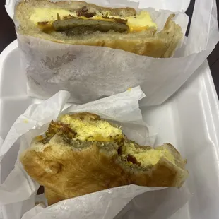 Croissant egg sausage cheese bacon