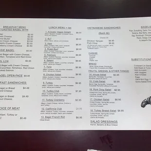 menu