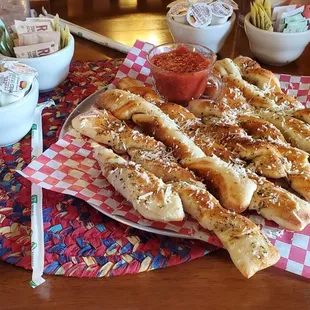 Best bread sticks! out of the oven, straight to your table. If you haven&apos;t stopped here, you must.