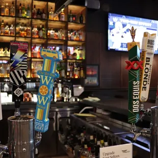 beer taps in a bar