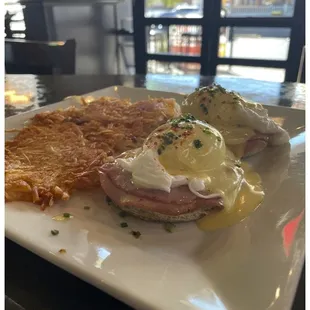 Our House made Eggs Benedict with a side of hash browns. Come give it a try for yourself!