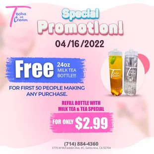Tea Promotion!!! FREE 24oz Bottle Giveaway!!! 04/16/2022