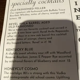 Cocktail Menu