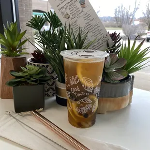 Passionfruit Green Tea Lemonade with Tapioca and Lychee Jelly