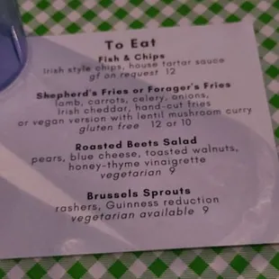 Tiny menu that will be expanding very soon