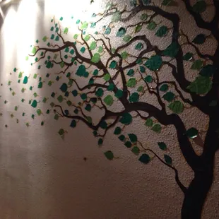 Wall art in the bathroom hallway