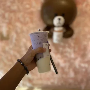 Taro Milk Tea with mochi