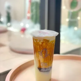 The new Tiger Mochi drink. Really interesting texture and good flavors. The mochi has a condensed milk flavor to it.