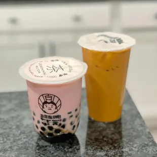 Strawberry Yogurt and Thai Milk Tea