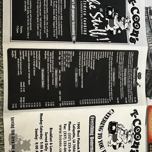 Front paper menu