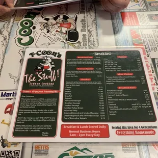 T-Coon&apos;s Menu