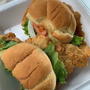 Breaded Tenderloin Sandwich. About $9. This is ONE sandwich. It is huge, moist, crispy.