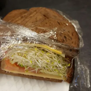 I was too hungry and forgot to take a pic before eating the first half!  Hopefully you can tell how huge and STACKED these are (Veggie)