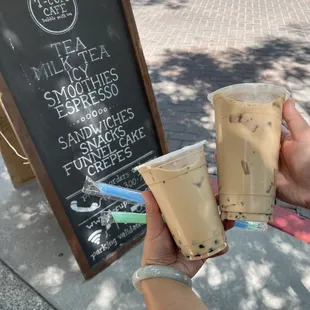 Milk teas, lyche jelly and boba/ boba