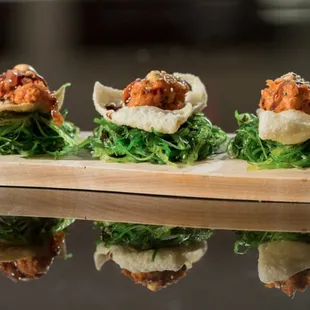 T Fusion spicy tuna on a wonton