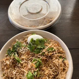 Chicken Briyani, YUM! Get it medium/spicy, pretty spicy.