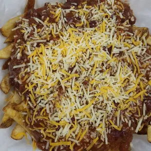 a chili and cheese fries