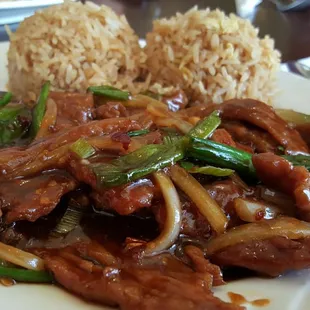 Mongolian beef and fried rice