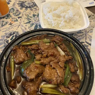 Mongolian beef with white rice