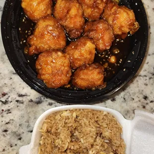 Sesame Chicken with Fried Rice
