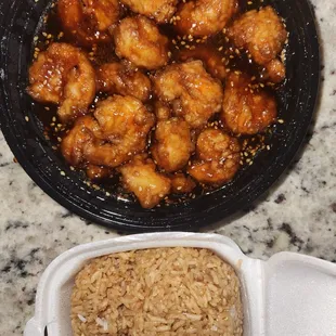 Sesame Shrimp with Fried Rice