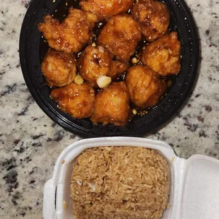Sesame Chicken with Fried Rice