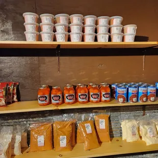 shelves of food