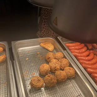 Boudin balls and a meat pie