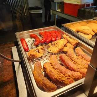 chicken and hotdogs