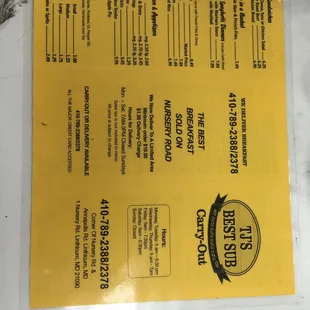updated menu