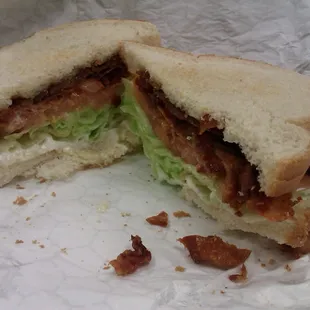 BLT on White Toast.  No skimping on the bacon here.
