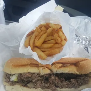 Cheesesteak and fries