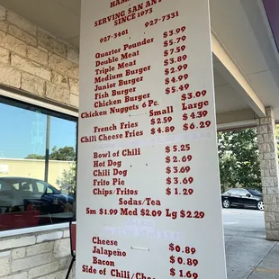 Menu outside