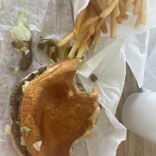 Double Burger with Fries