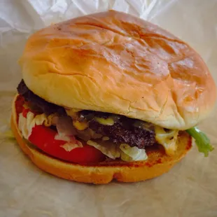 double patty all the way. pretty good burger. fries and rings are good, too.