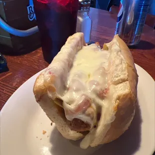 Hot saucy sausage sandwich !
