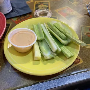 Celery and French Blue Cheese... Why? Are they trying to stretch their blue cheese...?
