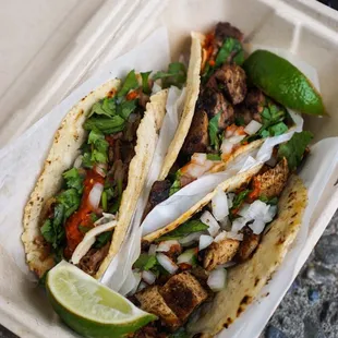 Grilled Steak, Chicken, and Carnitas Tacos - IG: @nelson_eats