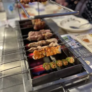 Okra and chicken kebabs