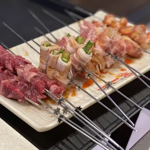 Beef, pork wrapped asparagus, chicken and more