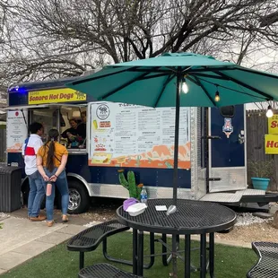 Cute outdoor food truck park