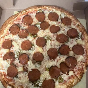 Vegan pepperoni with vegan violife cheese.