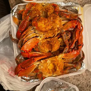 Blue crabs and shrimp