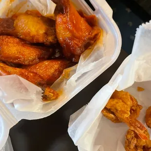 Wings and shrimp