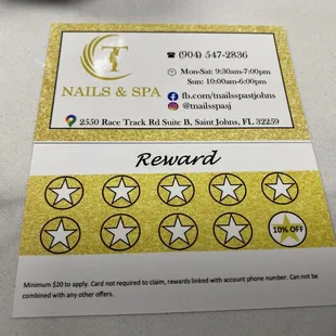 They have a Reward Loyalty Card gotta love that