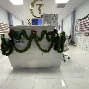 Inside front desk