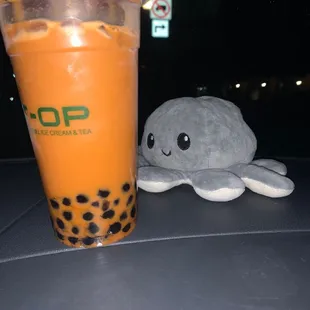 one of my usual orders: thai milk tea with extra tapioca boba. soooo good