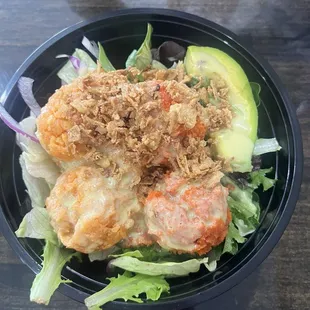 Spicy salmon, spicy tuna, and crab salad