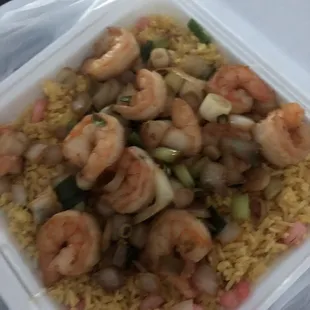 Argue monk rice with 1/2lb large shrimp