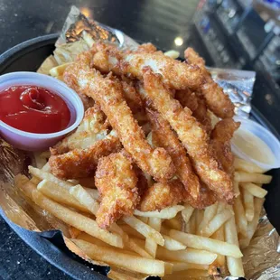 Chicken Strips and Fries. Great for kids!